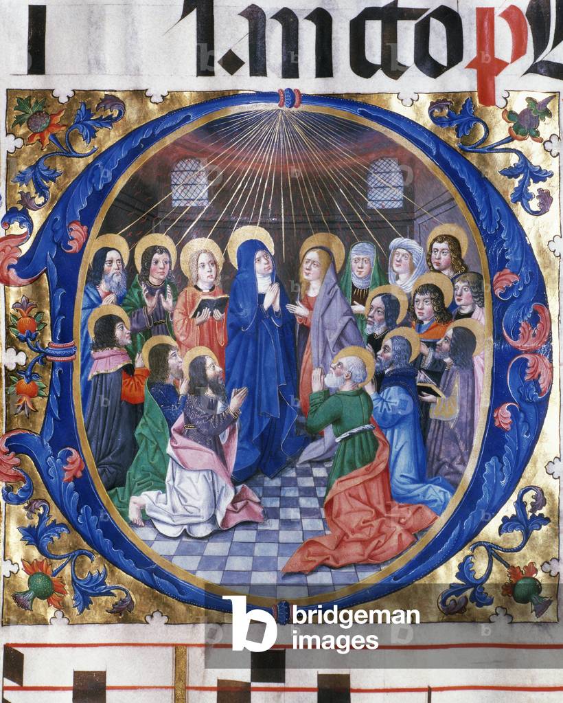 Pfingsten. Miniatur des Chorbuches. 15. - 16. Jahrhundert. Archiv von Osma-Burgos. Spanien.