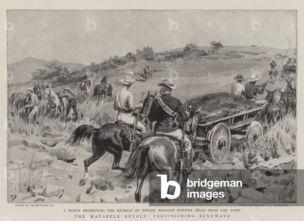 Bild von Druck "Die Matabele-Revolte" von Frank Dadd, b/w