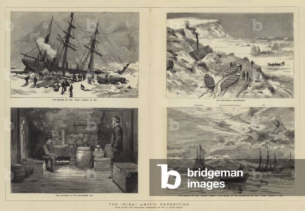The "Eira" Arctic Expedition (engraving) by William Lionel Wyllie, b/w