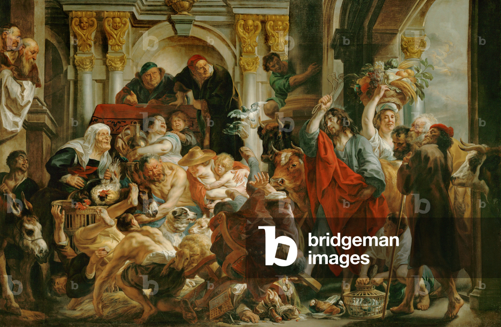 Gesù scaccia i mercanti dal Tempio (olio su tela)