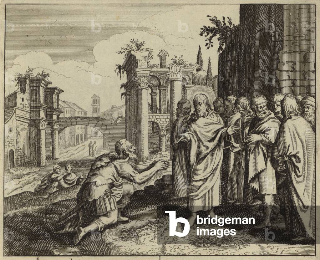 Gesù Cristo guarisce il figlio di un funzionario (Giovanni 4) (incisione)