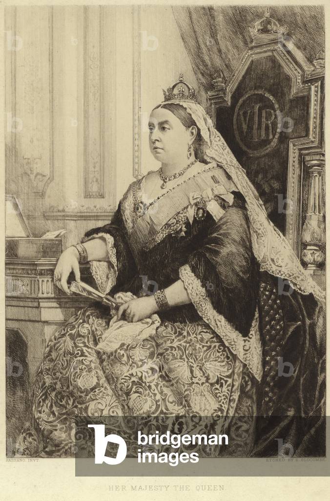 "porträt von königin victoria (Ätzen)" von Alexander Bassano, b/w