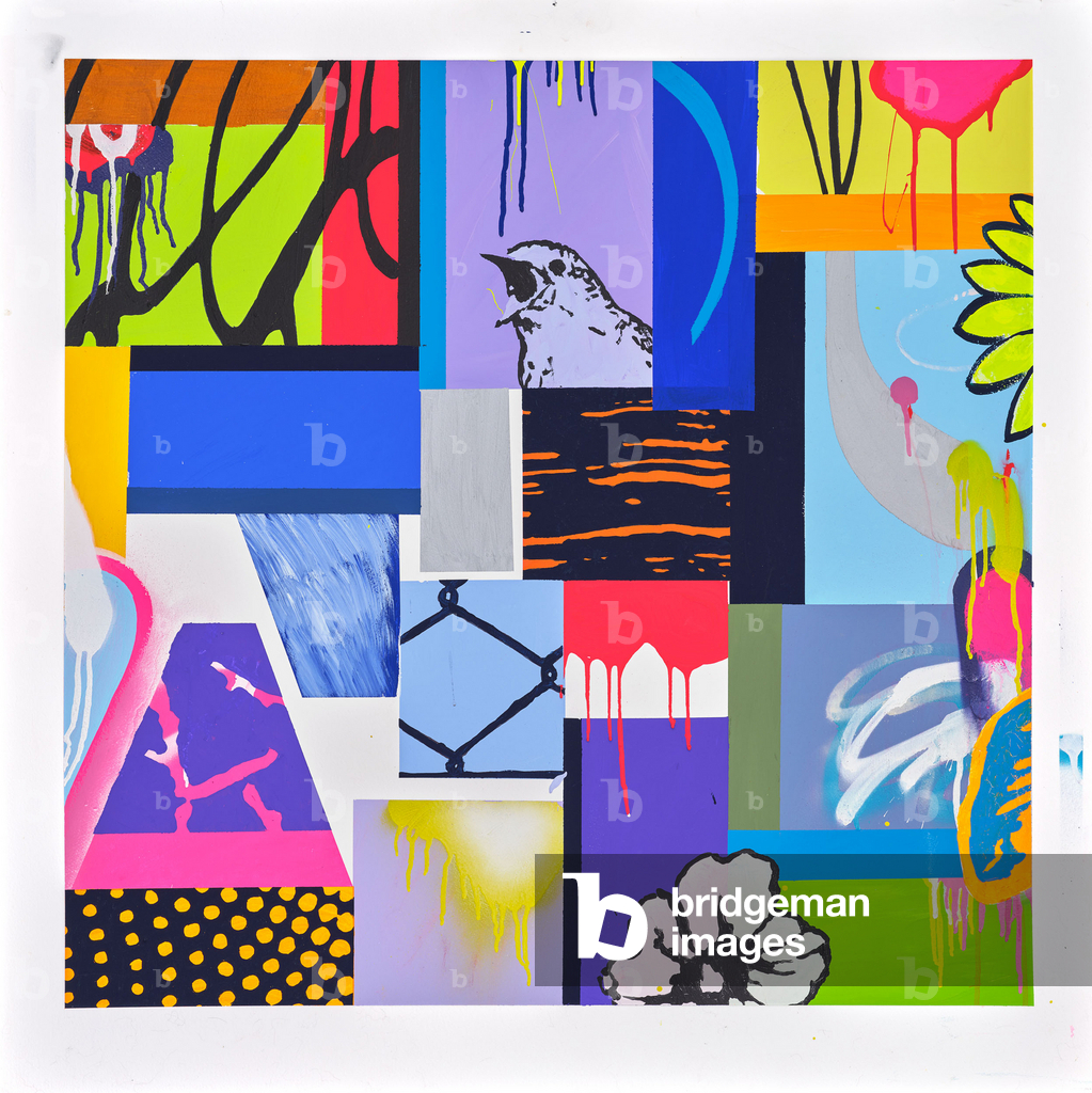 Studie für Fragmentierte Landschaft, 2022 (Acryl & reine Pigmentfarbe auf handgeschöpftem Aquarellpapier)