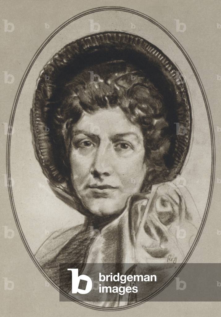 Image of Print depicting Evangeline Booth (litho) by Gordon Ross, b/w