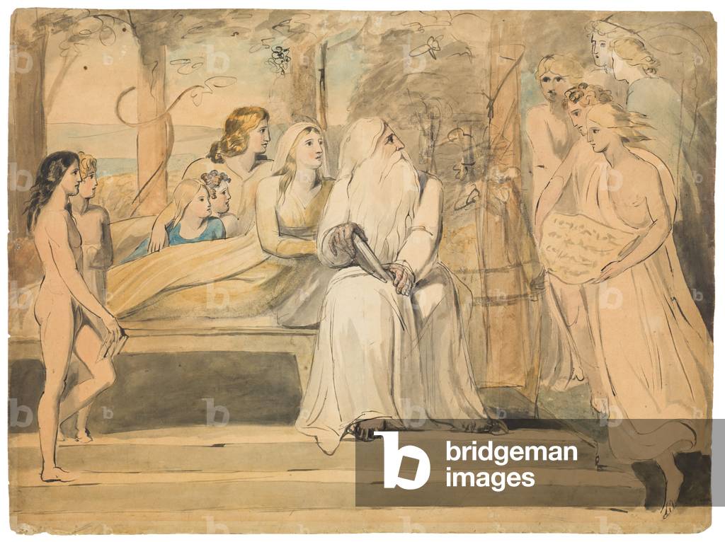 Enoch camminava con Dio, 1780-85 circa (penna, inchiostro nero e acquerello su tracce di matita)