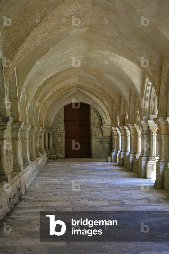 Abbey of Fontenay. The cloister, interior (photography)