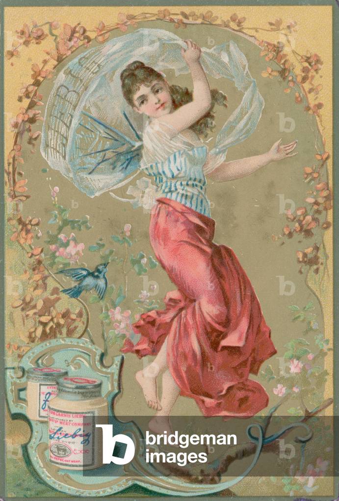 "Folk Girl in Rot (chromolitho)" von European School