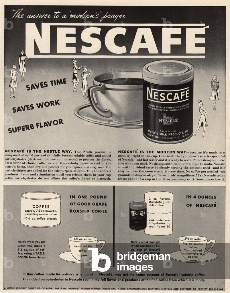 Image of Print depicting Nescafe 1940, b/w