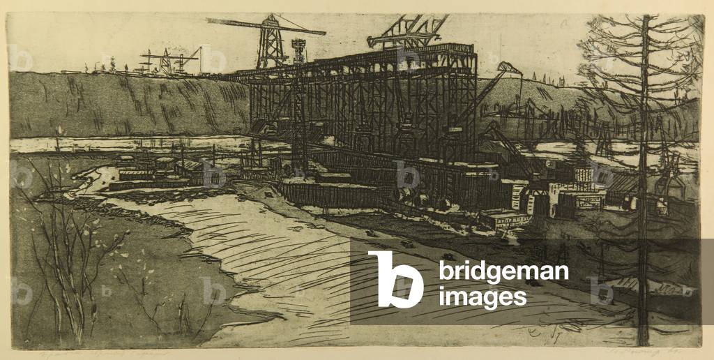 Bratsk Hydro Power Plant, 1961 (Radierung)