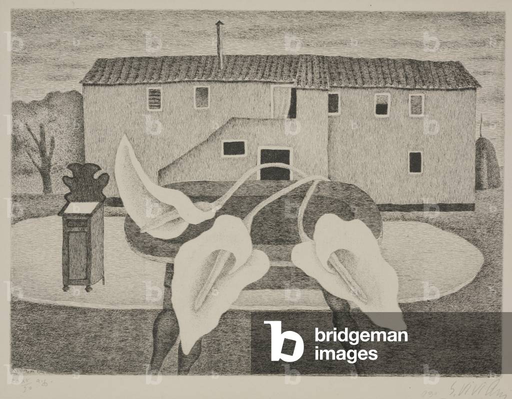 Gigli e case di Calla (Calle e Case), 1940 (incisione)