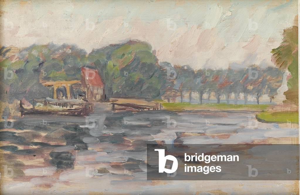 Vue au bord du lac, c.1910 (huile sur panneau)