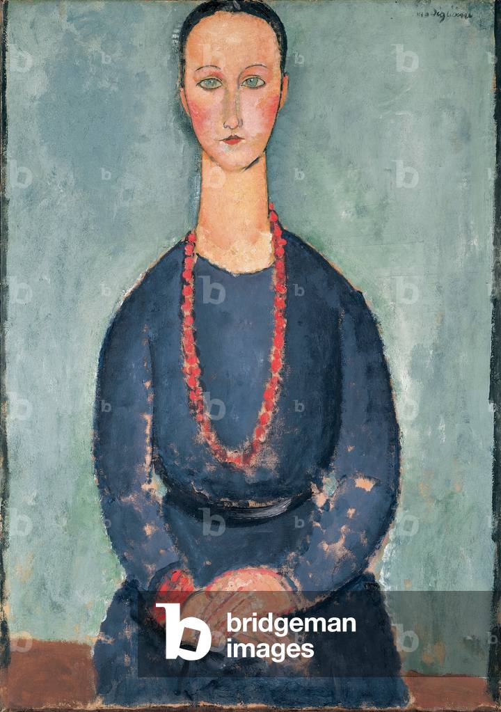 Donna con una collana rossa, 1918 (olio su tela)