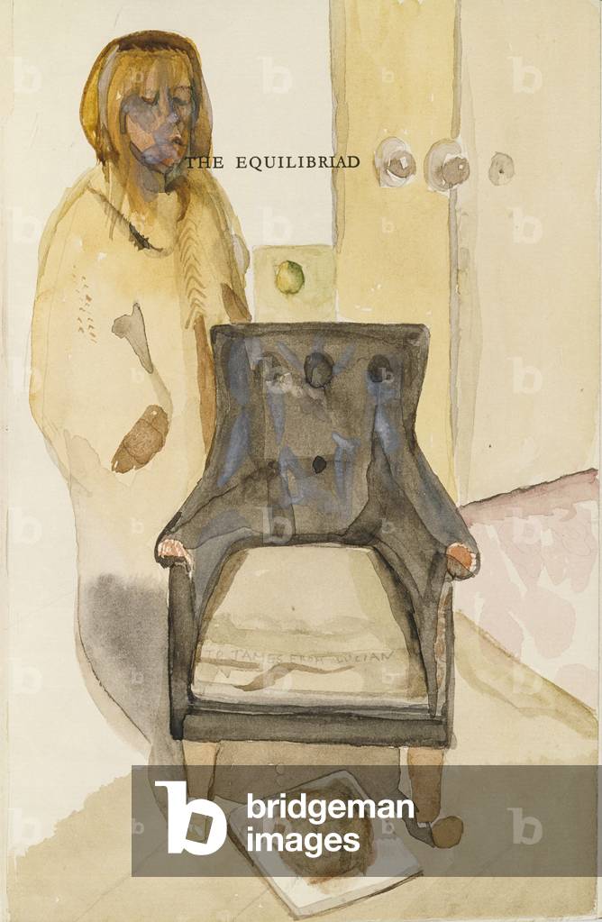 Immagine di Disegno "donna in un interni (The Equilibriad)" 1966 di Lucian Freud, b/w