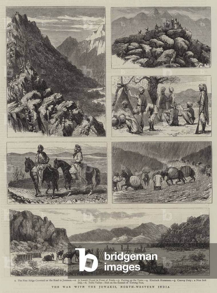 la guerra con il jowakis, nord-occidentale India (incisione)