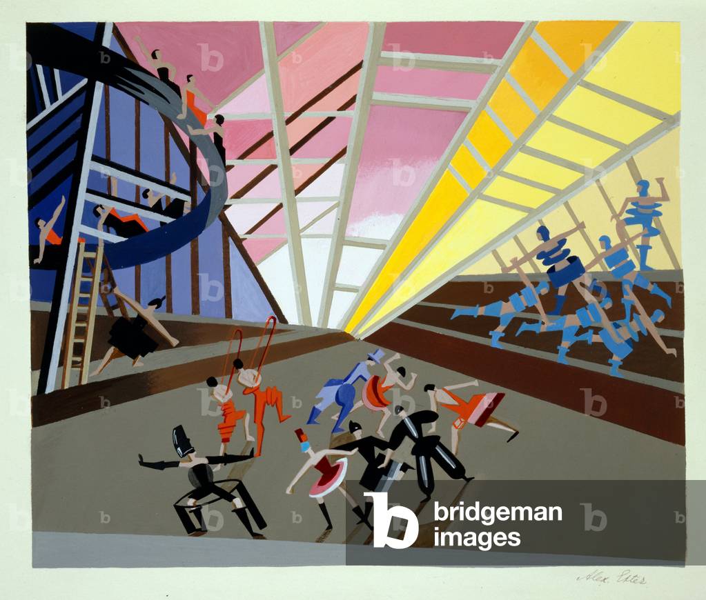 Set Design per un balletto, illustrazione da 'Maquettes de Theatre' di Alexandra Exter, pubblicato anni '20 (l