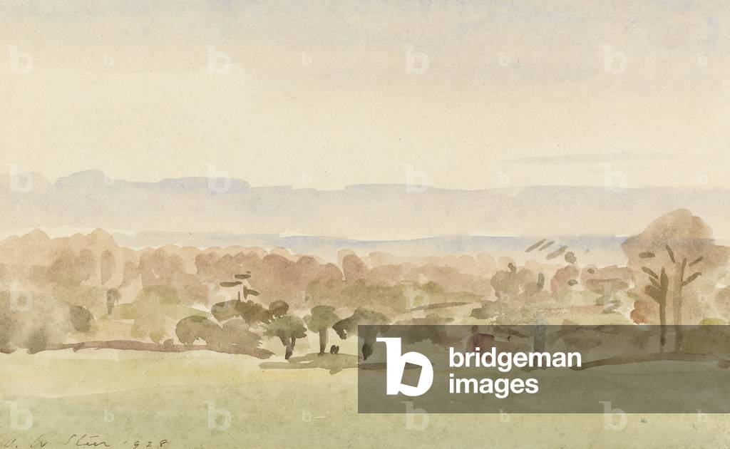 Landscape, possibly Framlingham, Suffolk (w/c on paper)