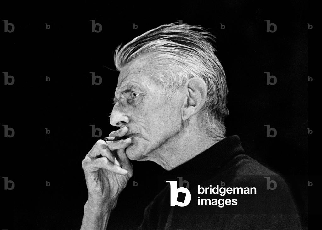 Samuel Beckett at the Royal Court Theatre, London in May 1979 (b/w ...