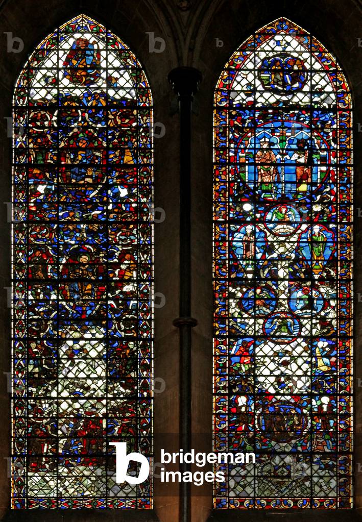 Window naveS depicting the Tree of Jesse and other scenes