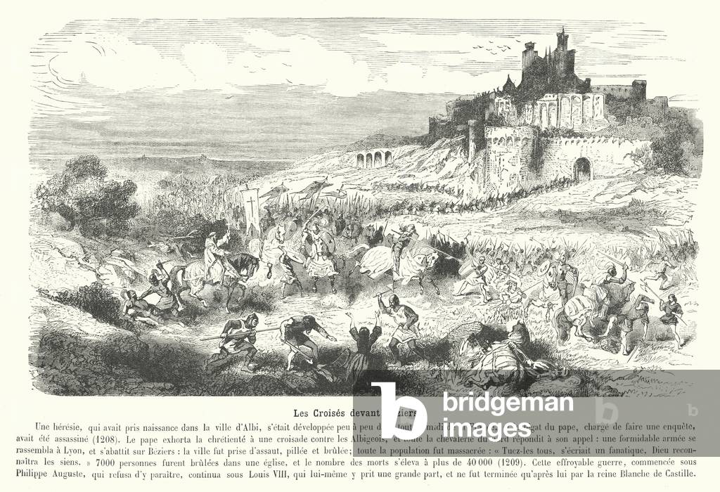 Immagine di Incisione "Les Croises devant Beziers (incisione)" 1880 di French School