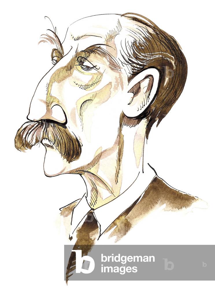 Thomas Hardy - caricatura del romanziere inglese e poeta, 1840-1928