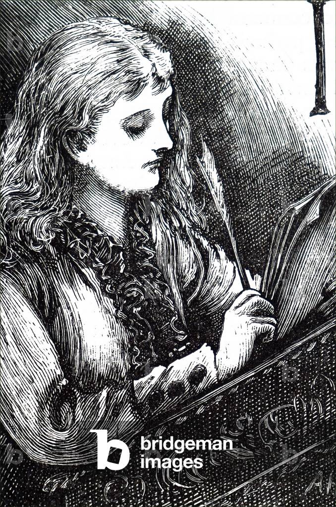 "Una giovane ragazza che legge attraverso una lettera"