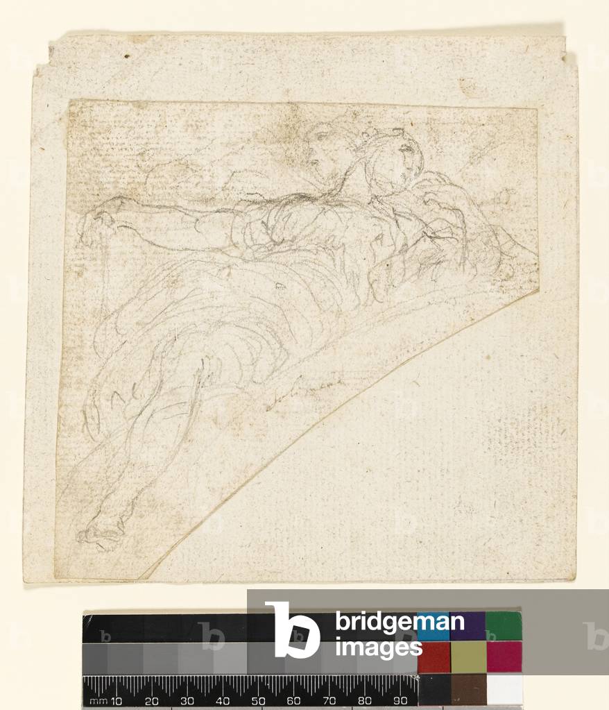Bild von Zeichnung "Recto: Studie für eine weibliche Figur in einem Spandrel. Rückseite: Zeichnung auf Rücksei