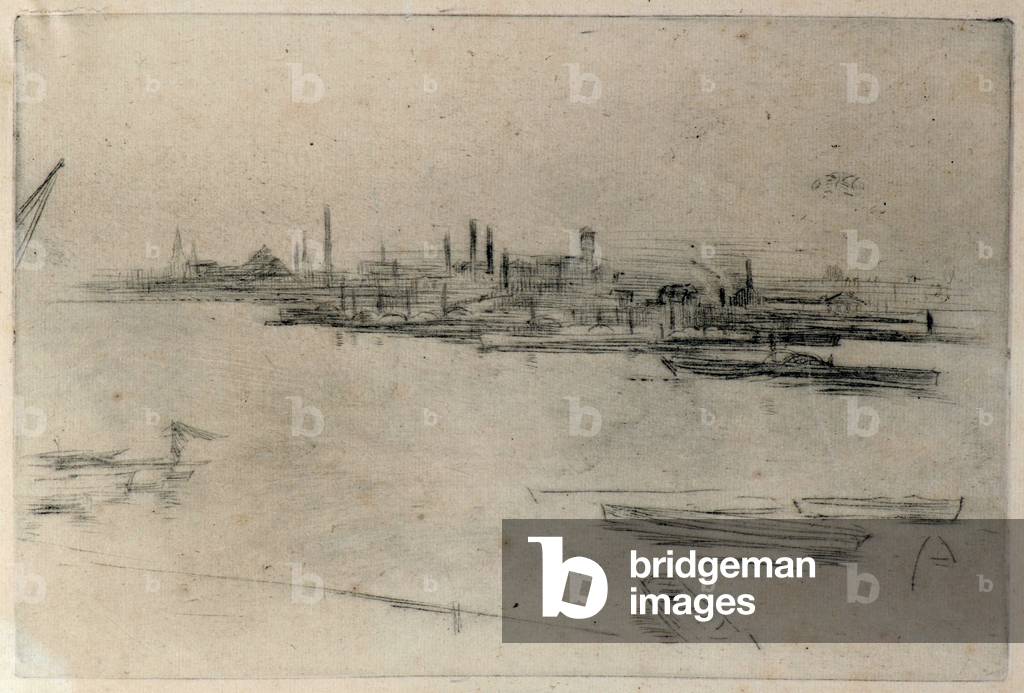 Image of Engraving depicting Battersea 1877 by James Abbott McNeill Whistler