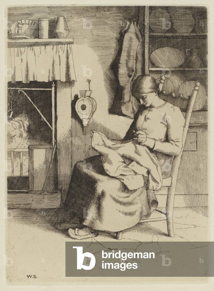Bunyan's Pilgrim's Progress: Barmherzigkeit bei ihrem Werk (Radierung)