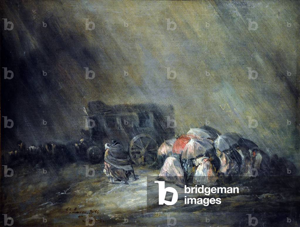 Immagine di Dipinto "La Diligence Sous l'Orage" 1859 di Eugenio Luca y Velasquez