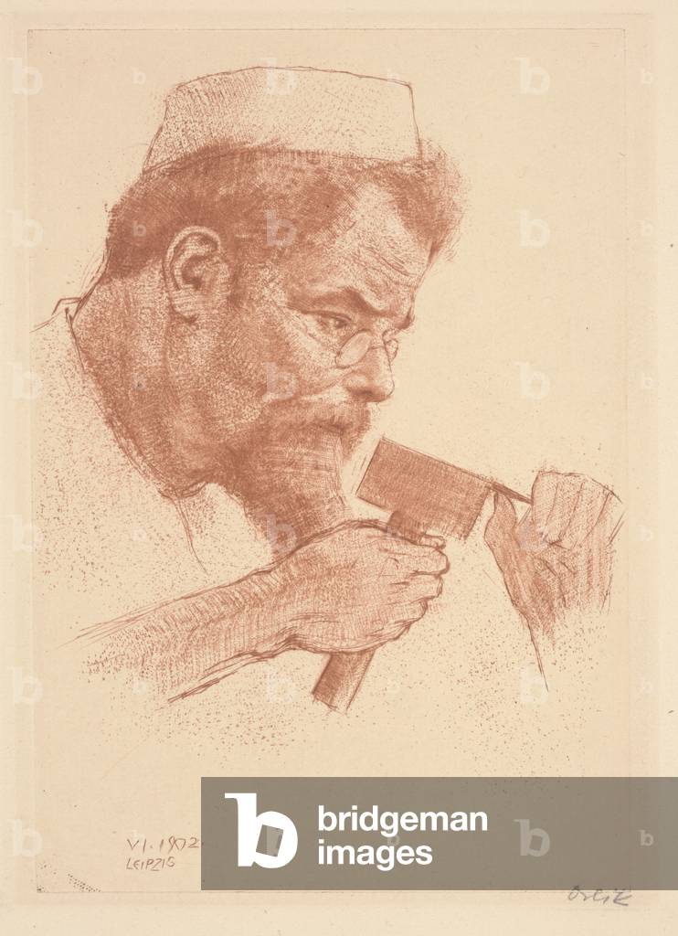 Max Klinger al lavoro, 1902 (acquaforte a terra morbida)