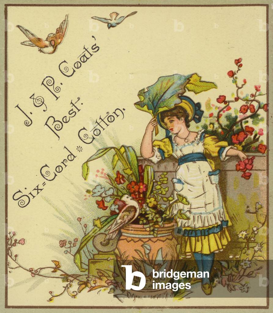 "Ragazza appoggiata su parete (chromolito)" 1801 di American School