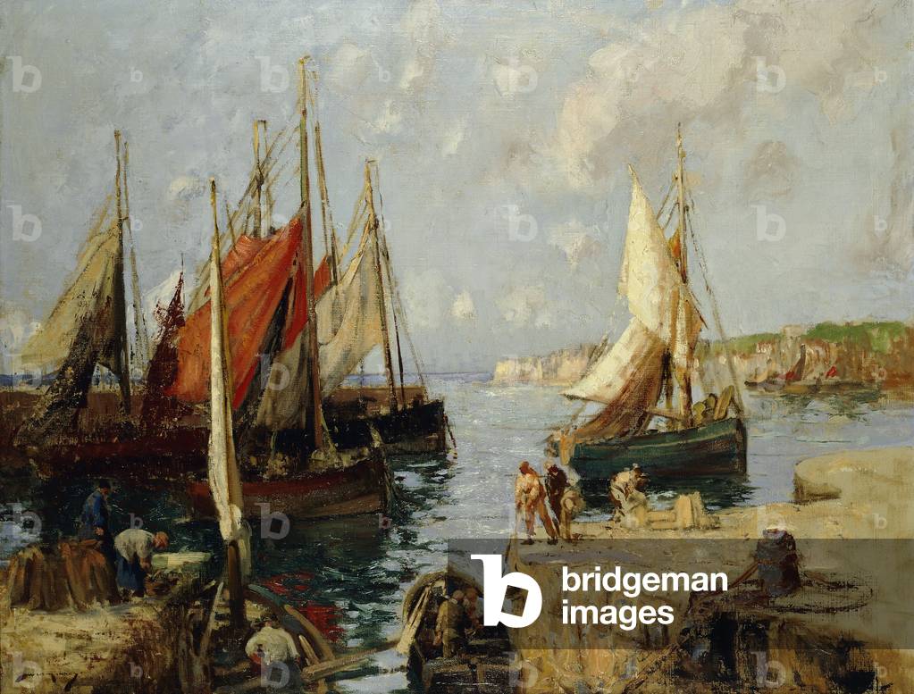 Cozze Barche, Honfleur, (olio su tela)