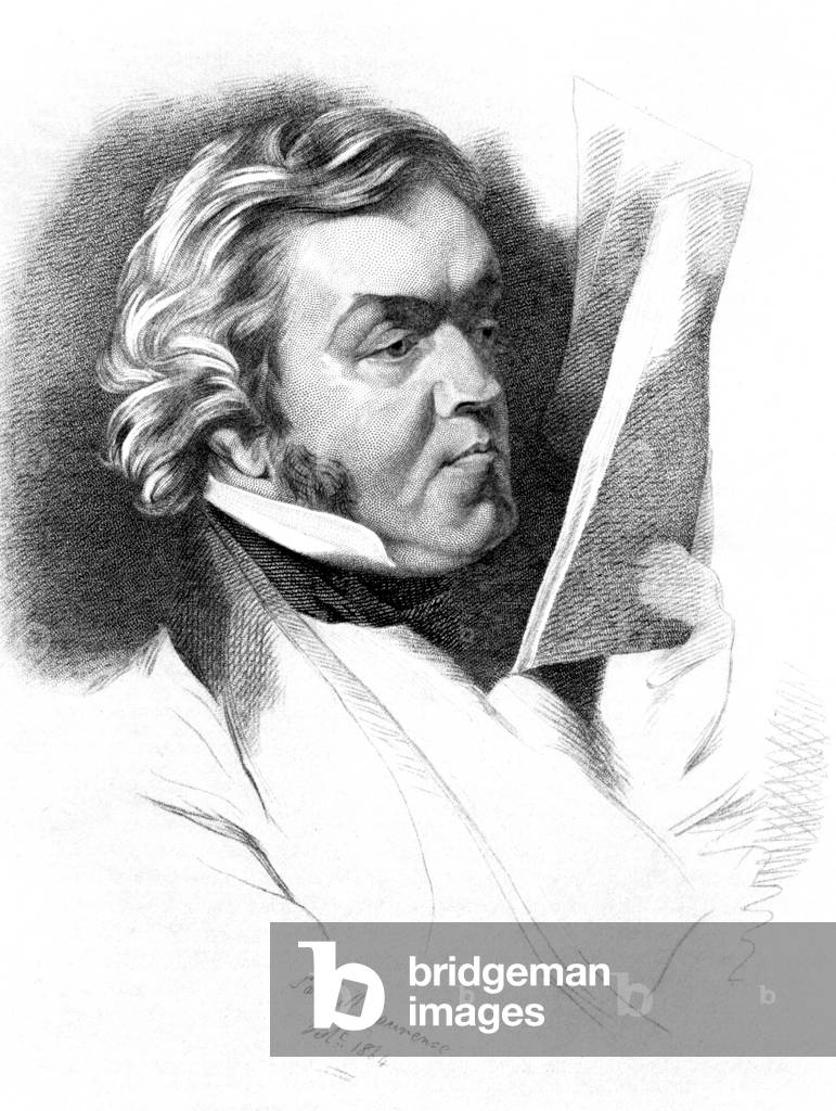 Image of Engraving depicting William Makepeace Thackeray (engraving) 1801 by Samuel Laurence, b/w