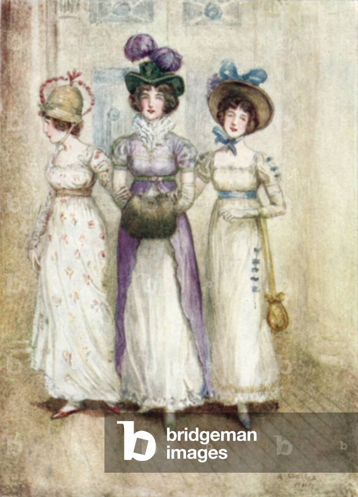"Illustration für die Abtei Northanger von Jane Austen (Farbe litho)" von Arthur Wallis Mills