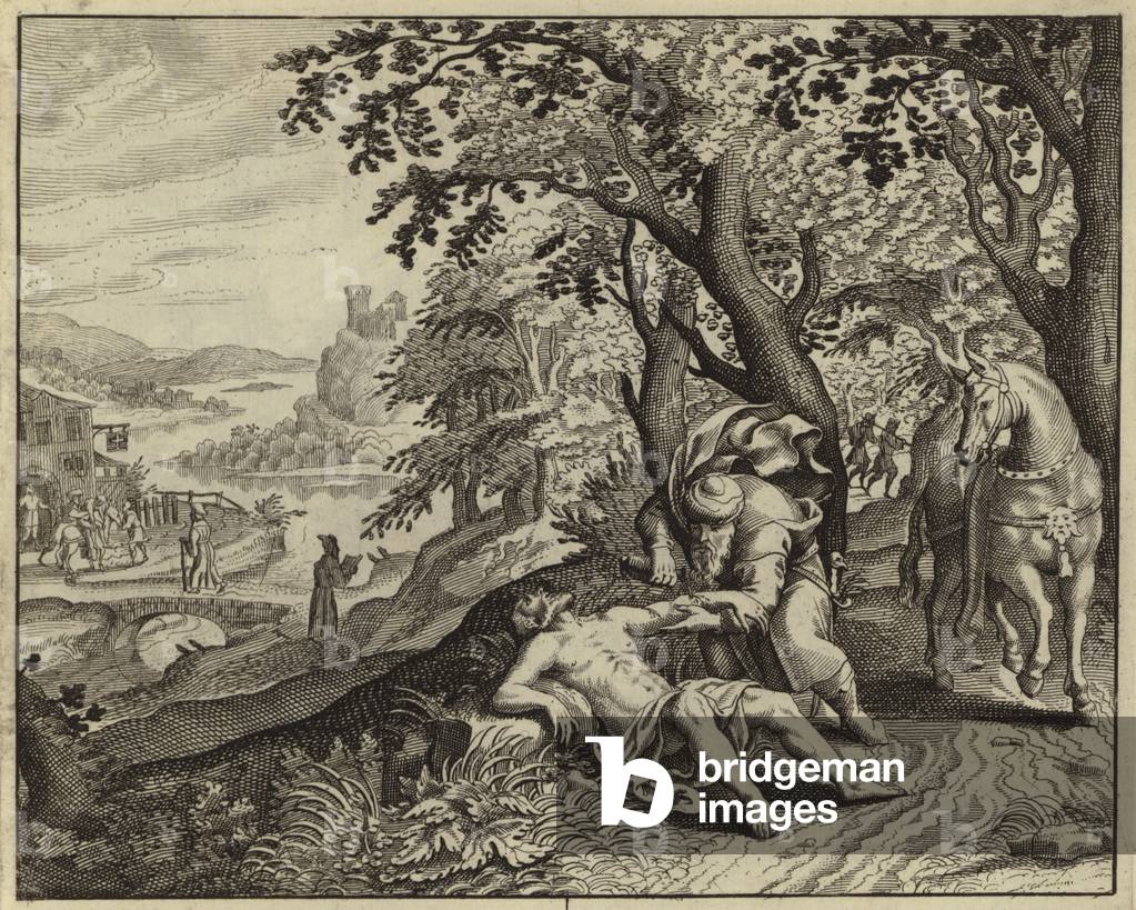 Immagine di Incisione "Parabola del Buon Samaritano (incisione)" 1601 di European School