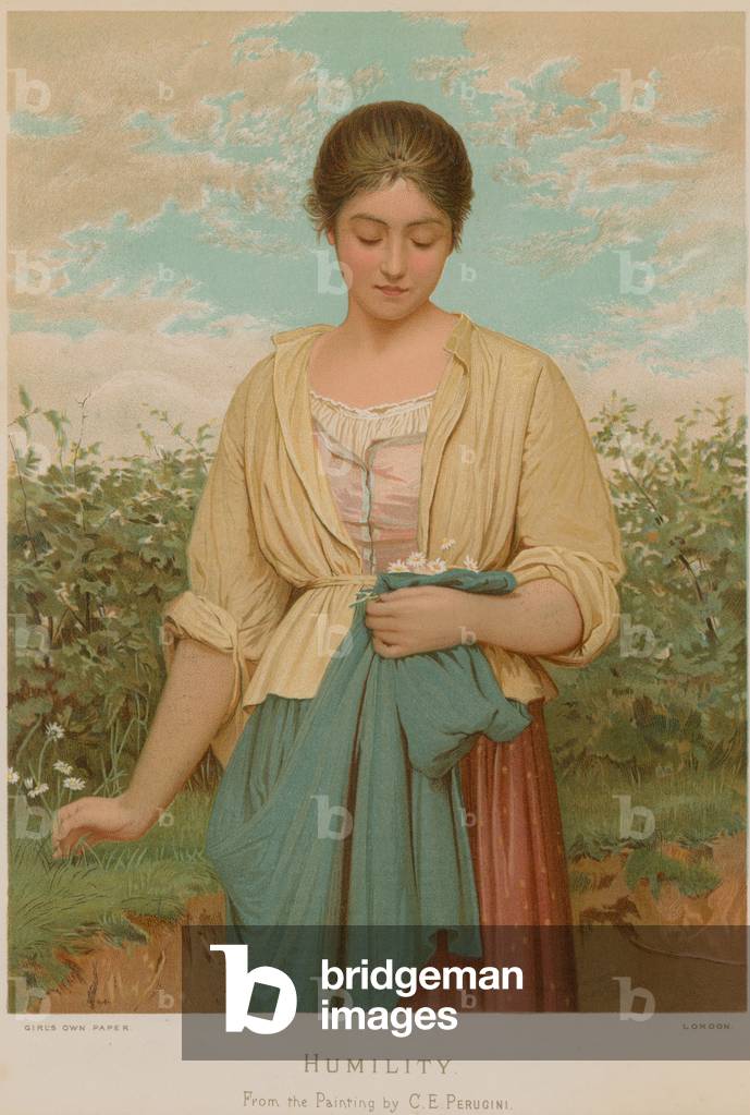 Humility (colour litho) by Charles Edward Perugini