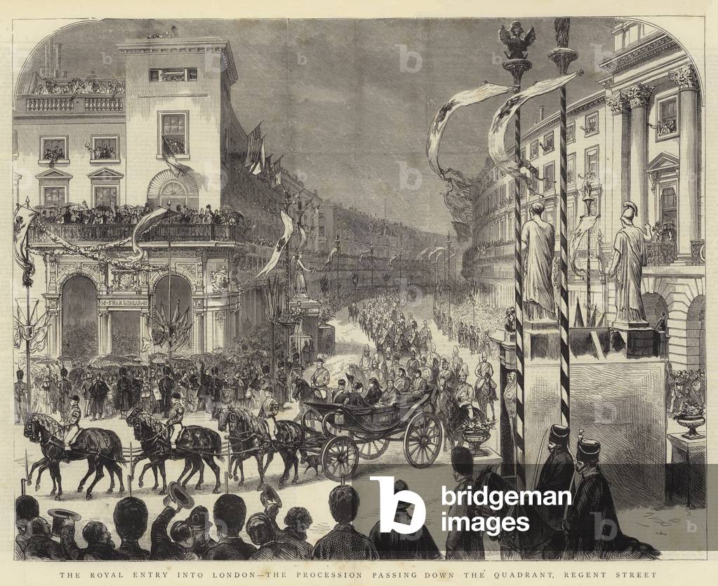 The Royal Entry into London by English Artist, b/w