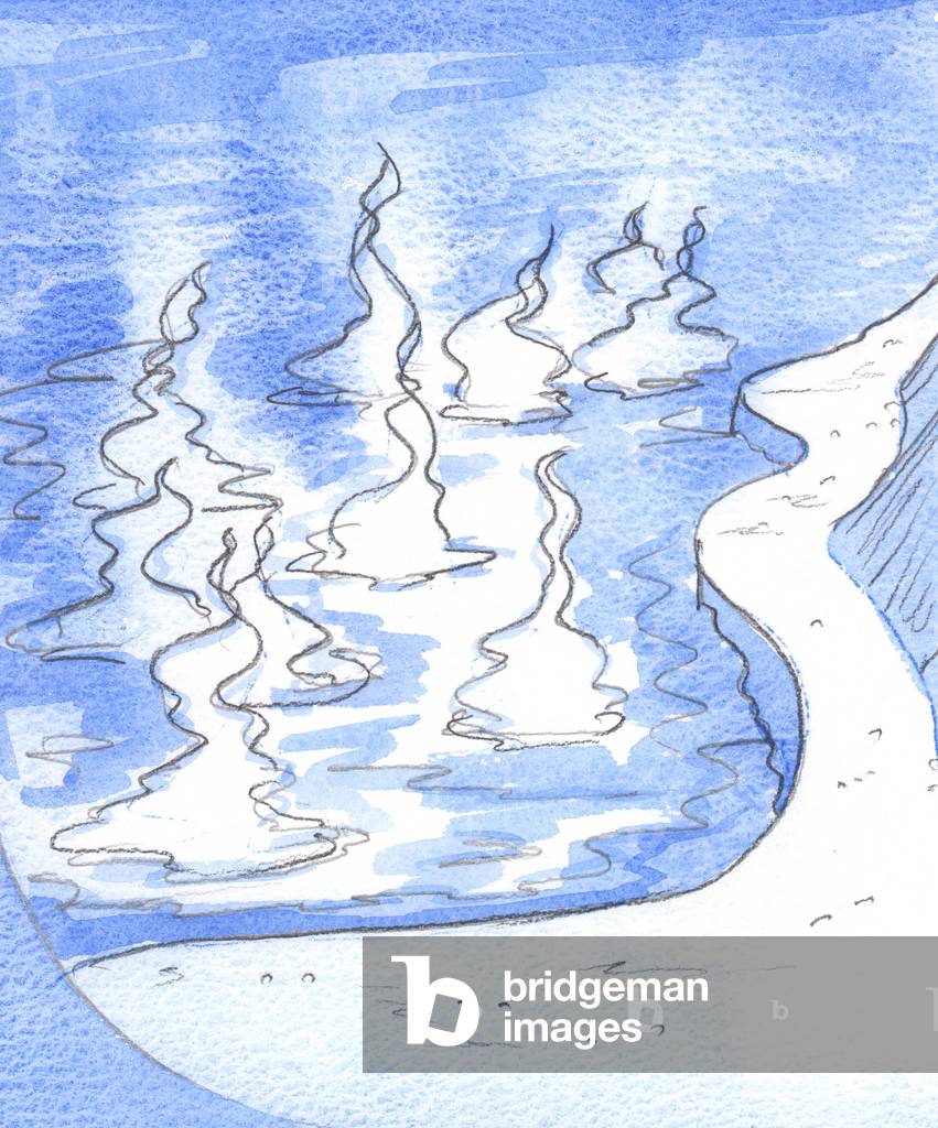 Image of Drawing depicting When anyone determinedly steps out to serve God 2002 by Elizabeth Wang
