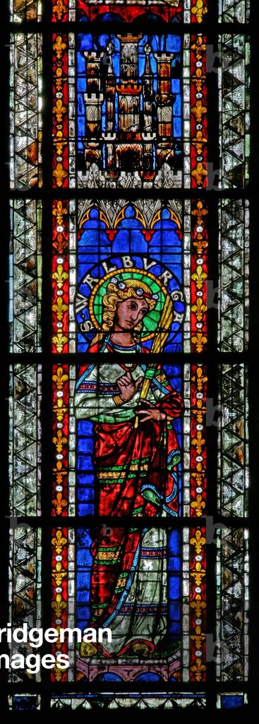 Window w208 depicting St Walburge (modern) (stained glass) by French Artist