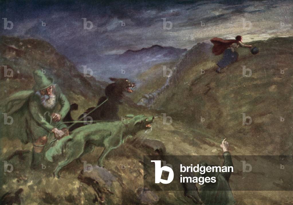 "Illustrazione per Il racconto del Calderone (colore lito)" di Gordon Frederick Browne