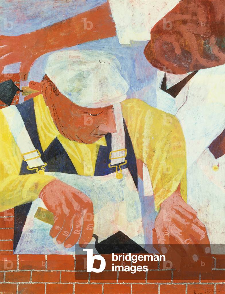 Mricklayers (tempera su carta posata su masonite)