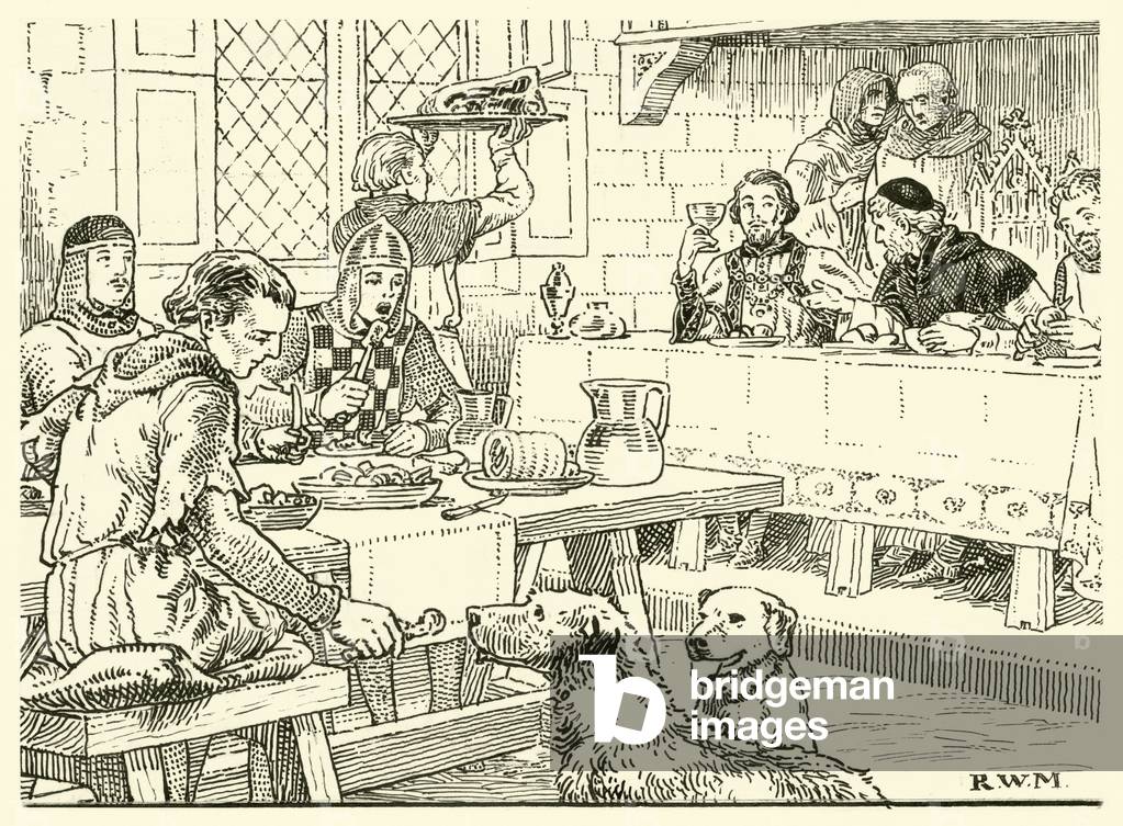 Image of Drawing depicting The Abbot feasted them in his Own House (ink on paper) by English Artist, b/w