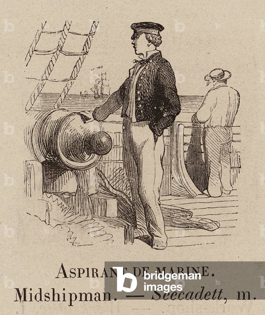 Le Vocabulaire Illustre : Aspirant de marine ; Midshipman ; Seecadett (gravure) 1873 par European School