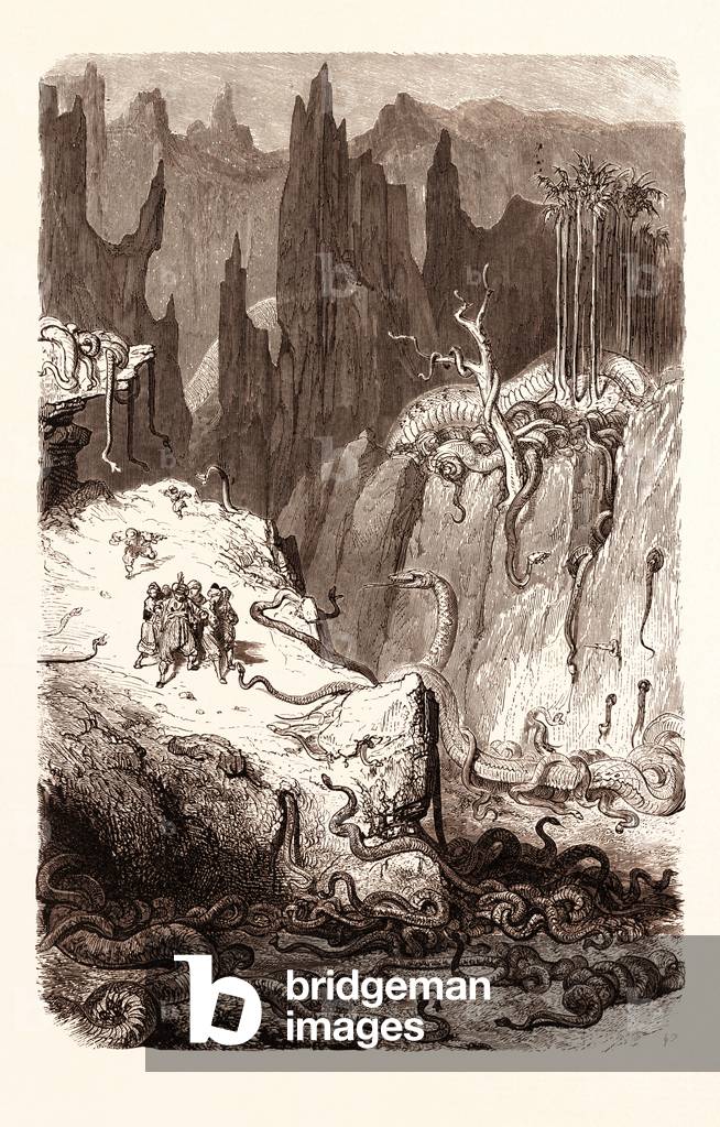 Sinbad Amongst the Serpents in the Valley of Diamonds. By Gustave Doré, 1832 - 1883, French. 1870, Art, Artist