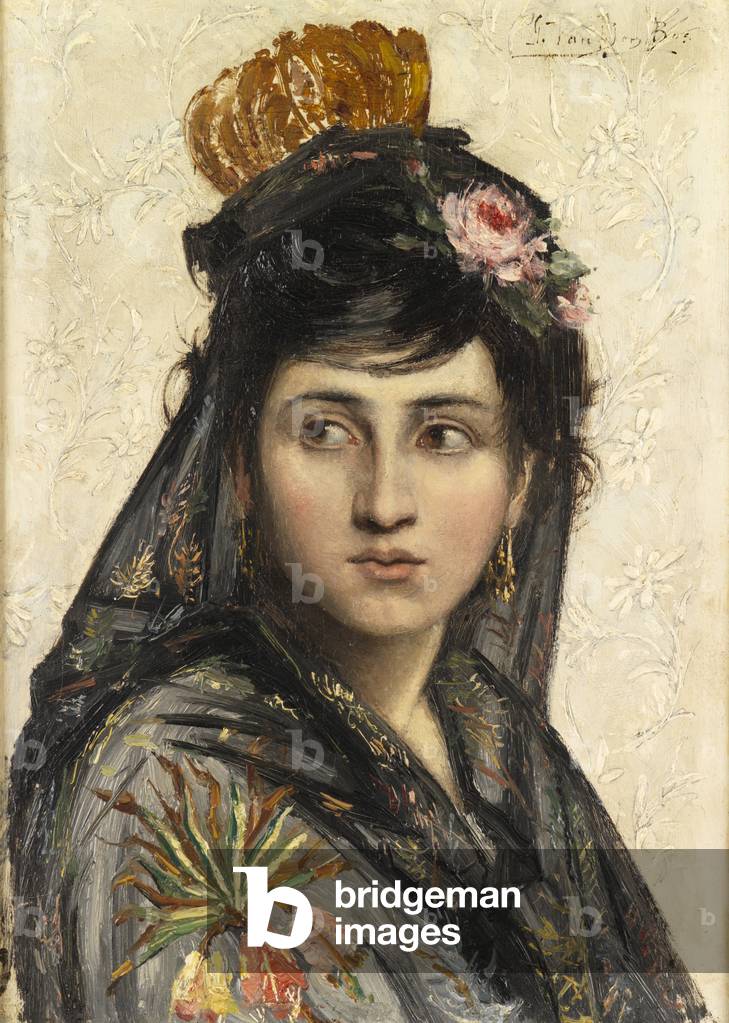 Eine reisende Tänzerin (Öl auf Mahagoni-Platte)