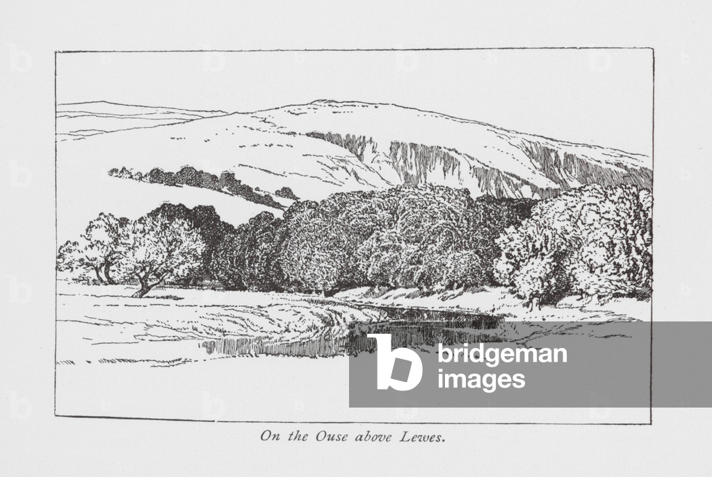 Immagine di Stampa "Sull'Ouse sopra Lewes (litografia)" 1901 di Frederick Landseer Maur Griggs
