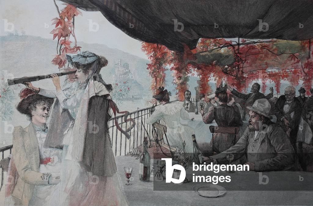 "Un ristorante con giardino sul Reno" 1880
