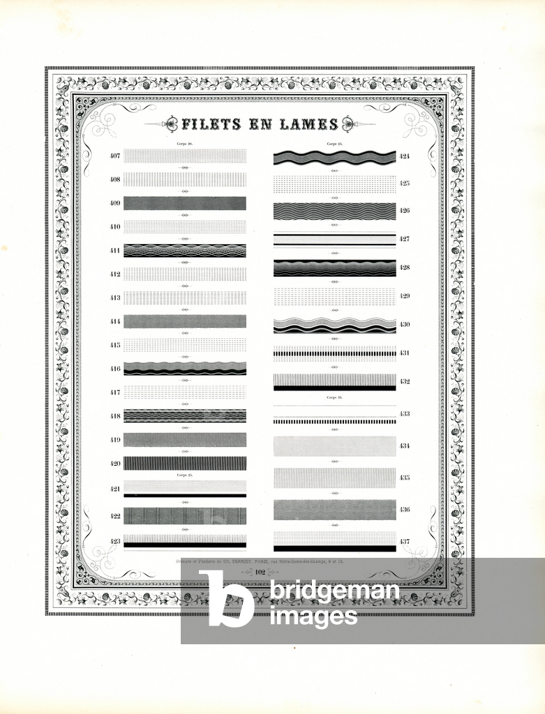 Règles décoratives typographiques avec bordure florale (impression)