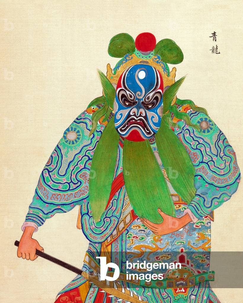 Chine : Figurine de l'Opéra de Pékin d'un album de la dynastie Qing de la fin du XIXe siècle, encre, couleur e