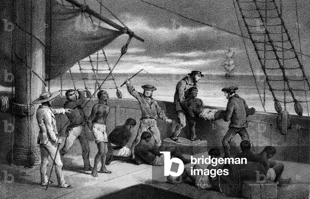 Image of Slave boat, slaves beaten to death then thrown overboard. 19th
